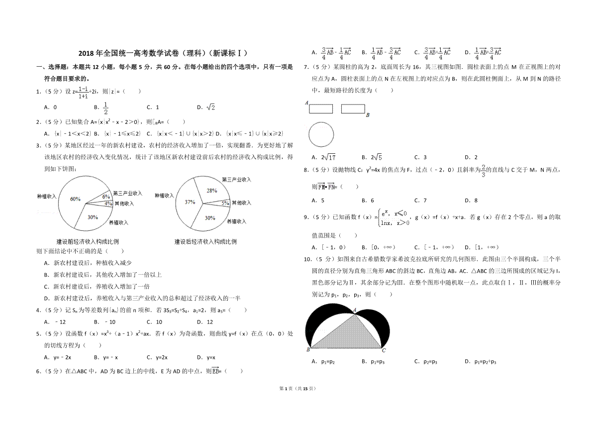 2018年高考真题数学【理】(山东卷)（含解析版）