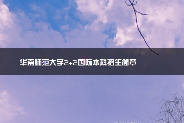 华南师范大学2+2国际本科招生简章