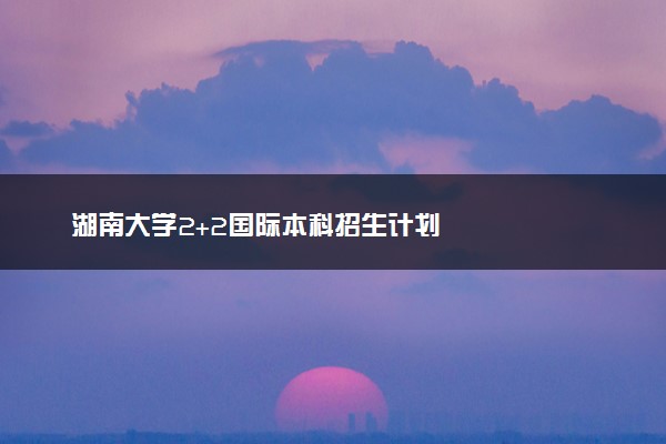 湖南大学2+2国际本科招生计划