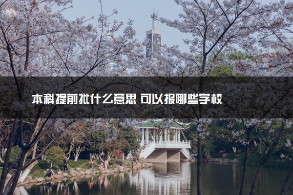 本科提前批什么意思 可以报哪些学校