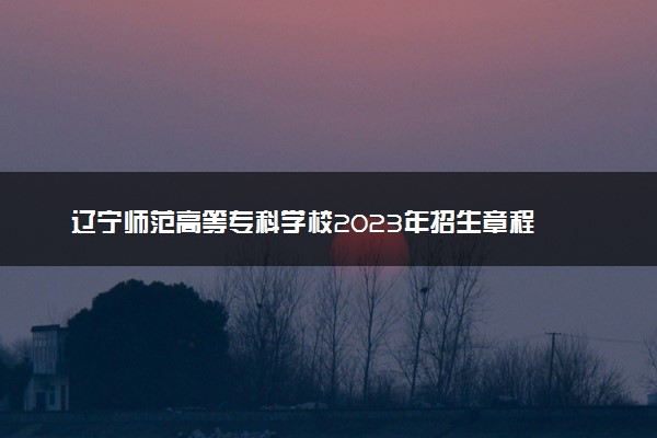 辽宁师范高等专科学校2023年招生章程