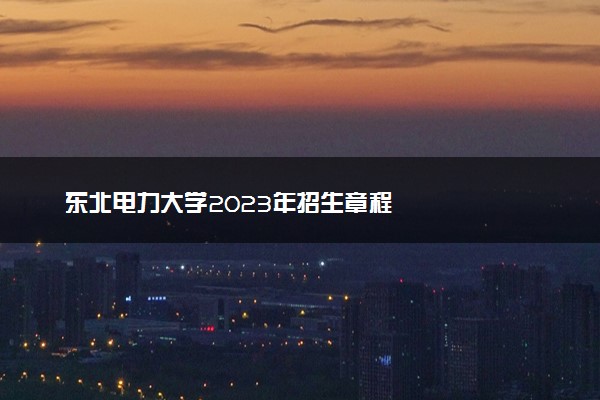 东北电力大学2023年招生章程