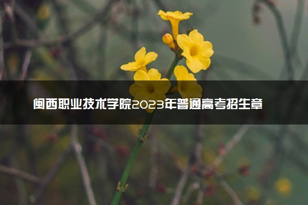 闽西职业技术学院2023年普通高考招生章程