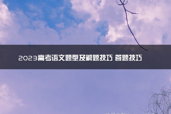 2023高考语文题型及解题技巧 答题技巧汇总
