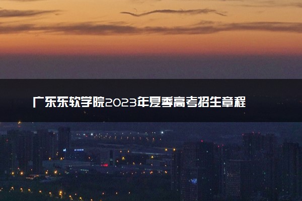 广东东软学院2023年夏季高考招生章程