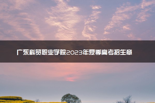 广东科贸职业学院2023年夏季高考招生章程