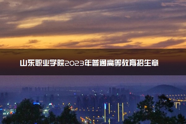 山东职业学院2023年普通高等教育招生章程