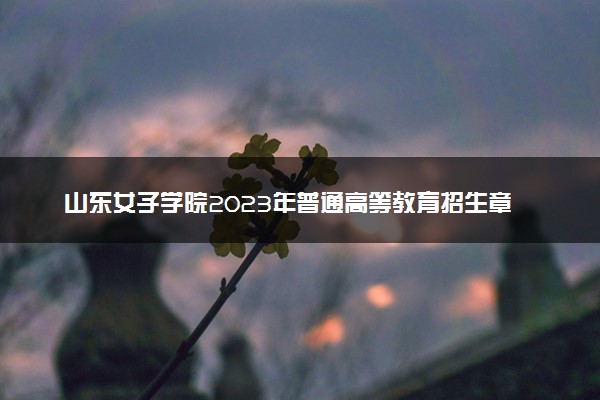 山东女子学院2023年普通高等教育招生章程