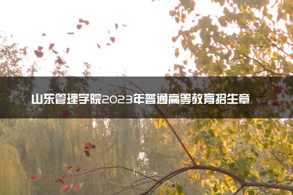 山东管理学院2023年普通高等教育招生章程