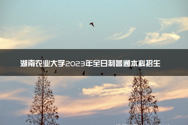 湖南农业大学2023年全日制普通本科招生章程