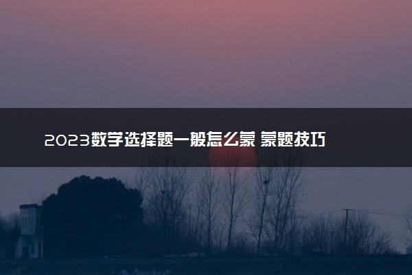 2023数学选择题一般怎么蒙 蒙题技巧