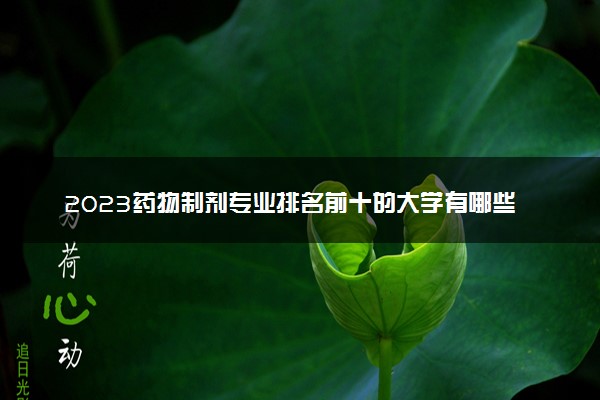 2023药物制剂专业排名前十的大学有哪些 最新名单汇总