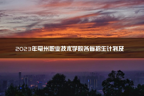 2023年亳州职业技术学院各省招生计划及招生人数 都招什么专业
