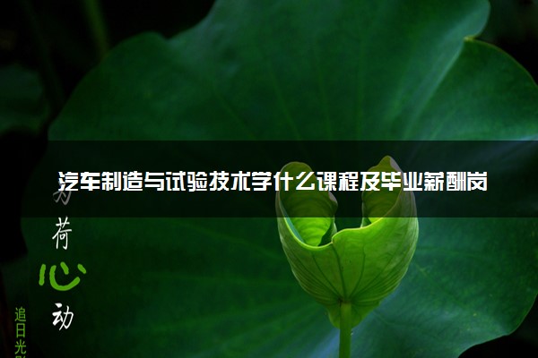 汽车制造与试验技术学什么课程及毕业薪酬岗位去向 就业前景怎么样