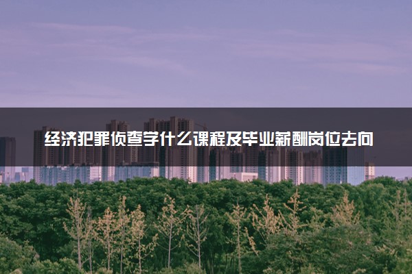 经济犯罪侦查学什么课程及毕业薪酬岗位去向 就业前景怎么样