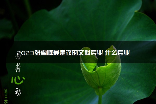2023张雪峰最建议的文科专业 什么专业热门前景好