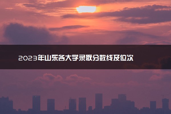 2023年山东各大学录取分数线及位次