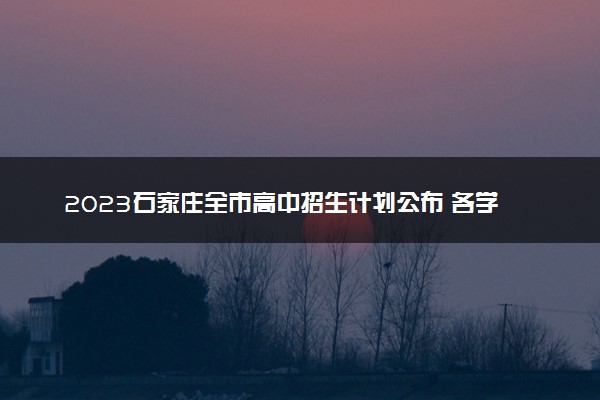 2023石家庄全市高中招生计划公布 各学校招多少人