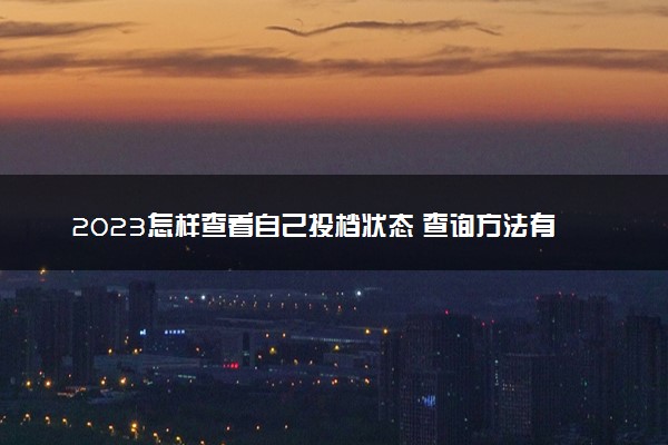 2023怎样查看自己投档状态 查询方法有哪些