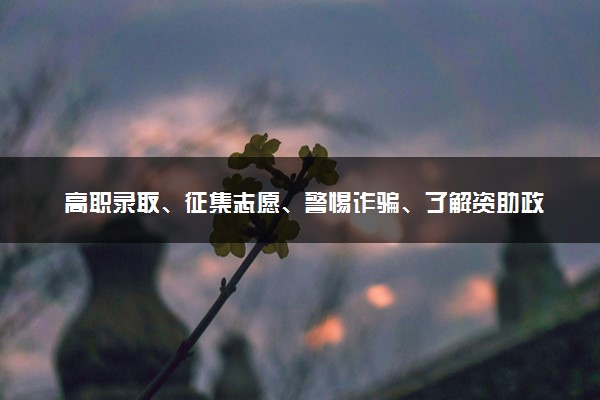 高职录取、征集志愿、警惕诈骗、了解资助政策