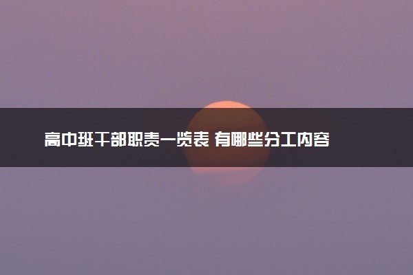 高中班干部职责一览表 有哪些分工内容