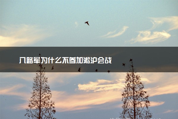 八路军为什么不参加淞沪会战