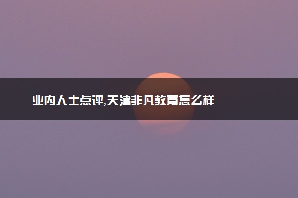 业内人士点评，天津非凡教育怎么样