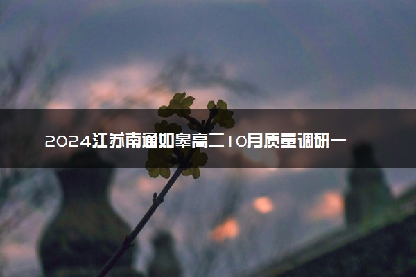2024江苏南通如皋高二10月质量调研一各科试题及答案汇总