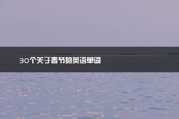 30个关于春节的英语单词