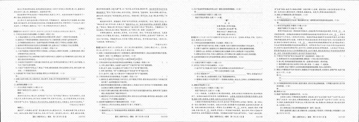 2024届TOP二十名校11月语文试卷二