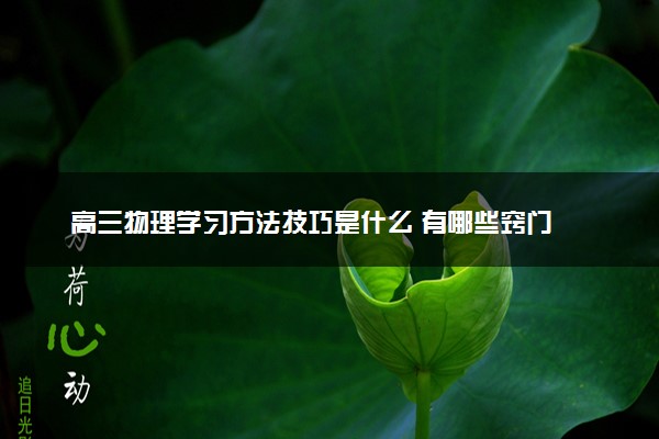 高三物理学习方法技巧是什么 有哪些窍门