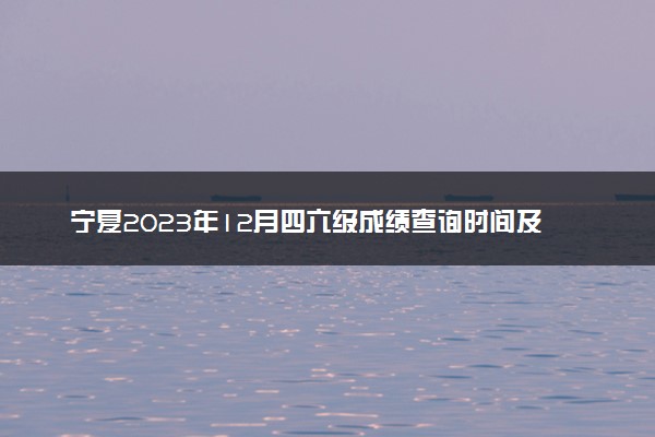 宁夏2023年12月四六级成绩查询时间及入口 多久出分