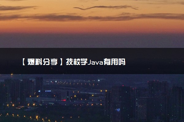 【爆料分享】技校学Java有用吗