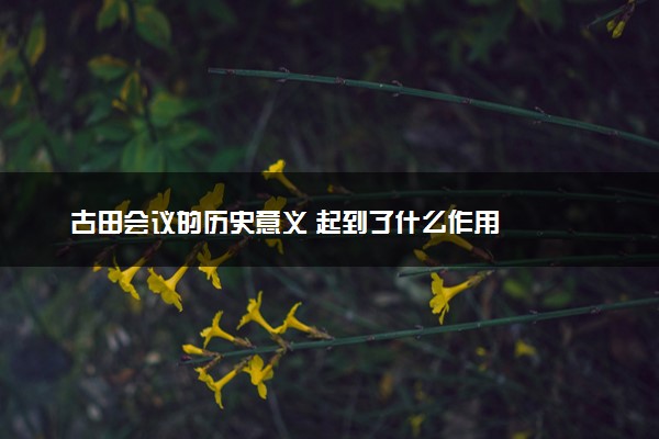 古田会议的历史意义 起到了什么作用