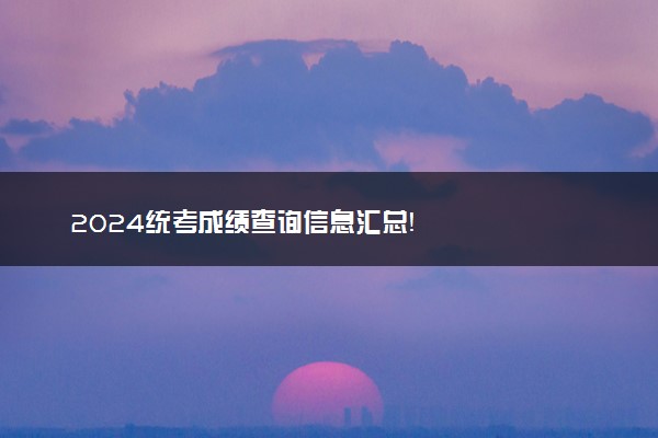 2024统考成绩查询信息汇总！
