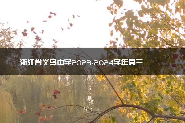 浙江省义乌中学2023-2024学年高三上学期首考适应性考试化学答案