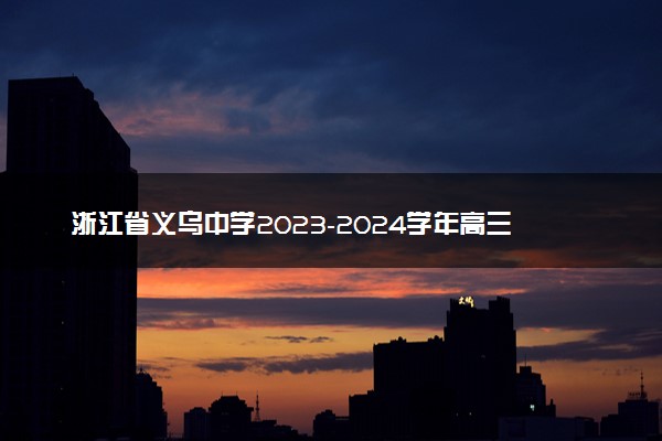 浙江省义乌中学2023-2024学年高三上学期首考适应性考试技术试卷