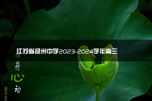 江苏省扬州中学2023-2024学年高三上学期1月月考语文试题