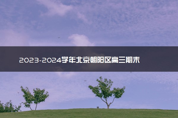 2023-2024学年北京朝阳区高三期末英语试题及答案