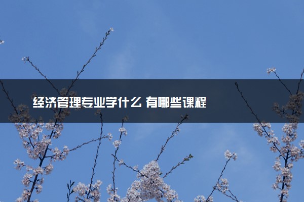 经济管理专业学什么 有哪些课程