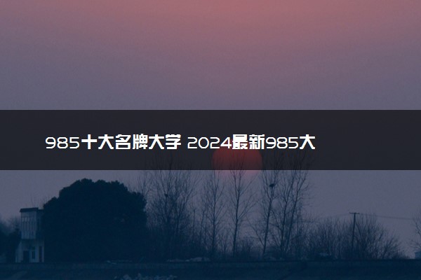 985十大名牌大学 2024最新985大学排行榜