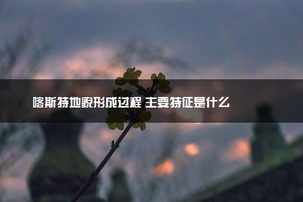 喀斯特地貌形成过程 主要特征是什么