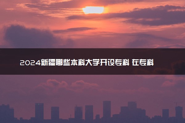 2024新疆哪些本科大学开设专科 在专科招生的本科院校