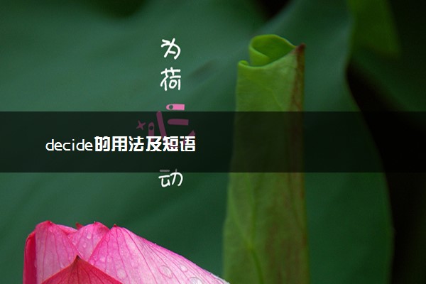 decide的用法及短语
