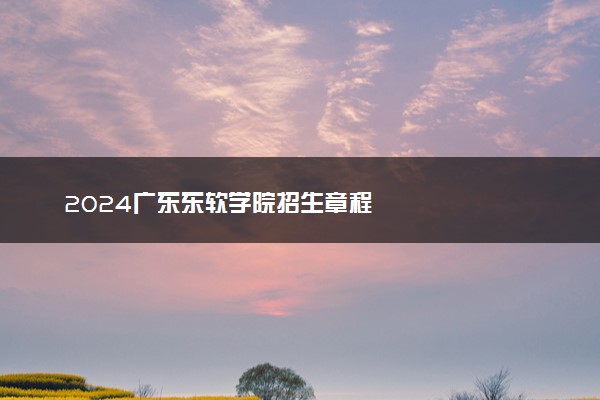 2024广东东软学院招生章程