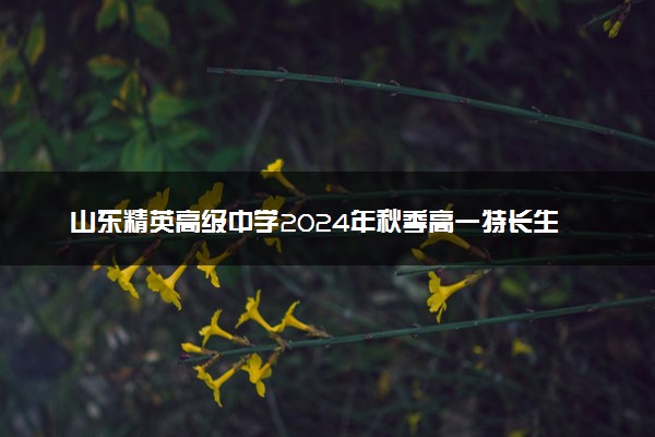山东精英高级中学2024年秋季高一特长生招生简章