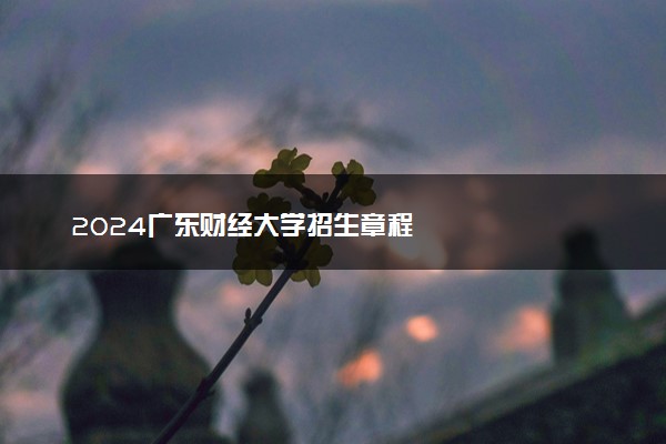 2024广东财经大学招生章程