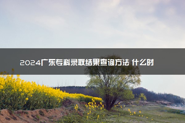 2024广东专科录取结果查询方法 什么时候结束录取