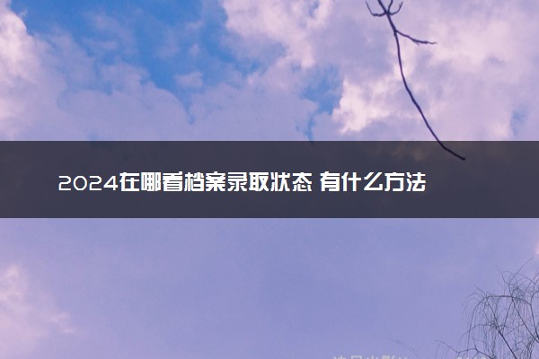 2024在哪看档案录取状态 有什么方法