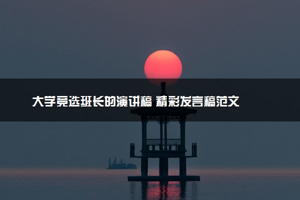 大学竞选班长的演讲稿 精彩发言稿范文